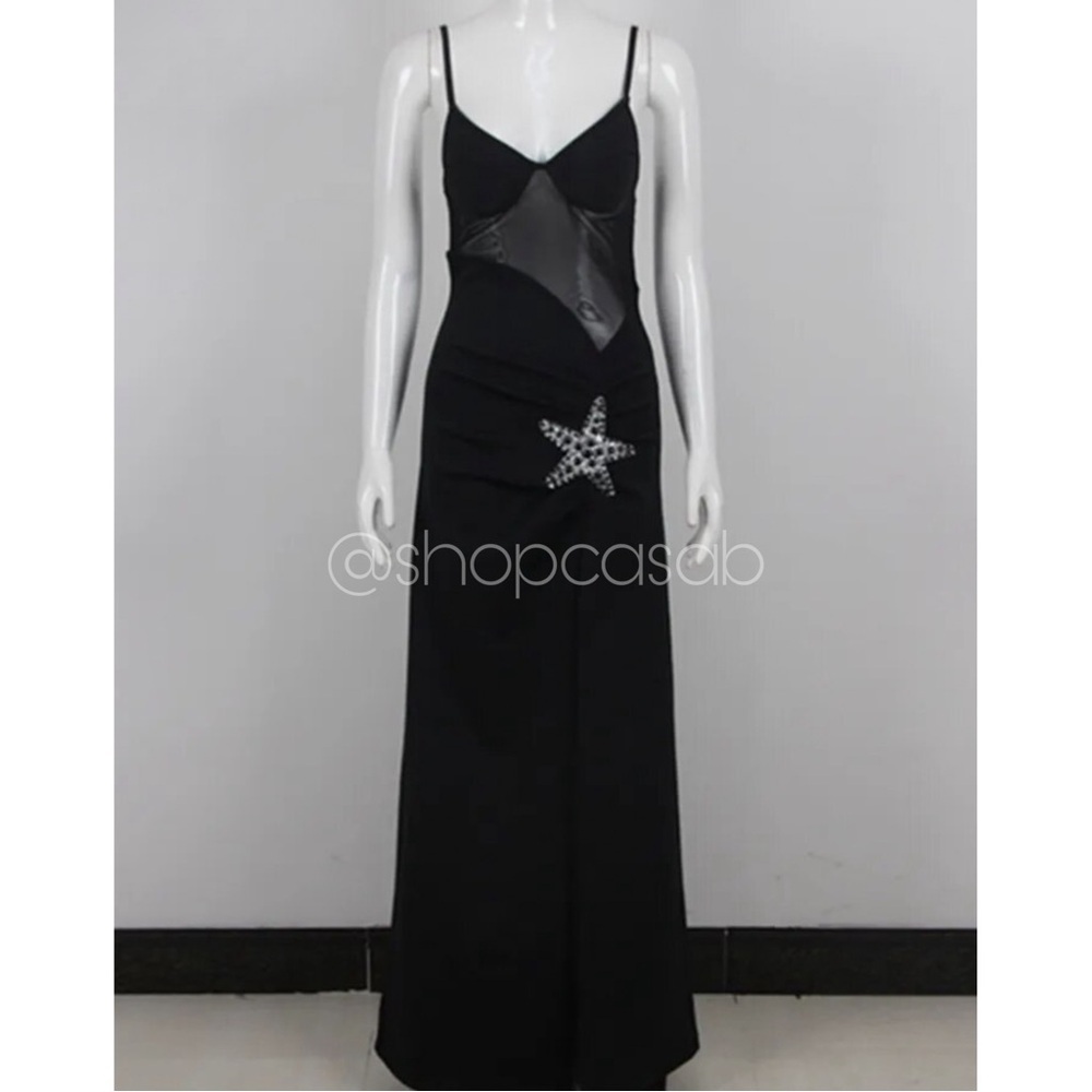 NEW💫CASA B| Starfish Bustier High Slit Draped Gown in Glamorous Black - Picture 5 of 14